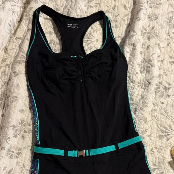 Bebe Sport Capri Unitard Jumpsuit with belt - Picture 1 of 12